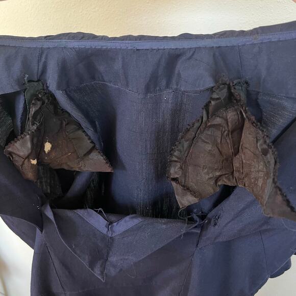 Vintage 1940s / 1950s Navy Blue Shirtwaist Dress Midi // Size Medium - Picture 5 of 5